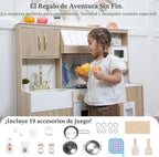 Cocina de madera para niños con luces y sonidos, diseño moderno