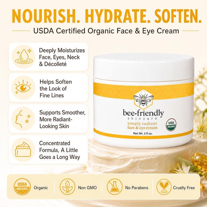 Crema para rostro y ojos Beefriendly 100% todo natural, 85% hidrata...