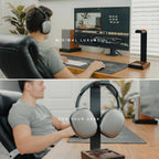 COREMINDED Soporte Universal para Auriculares en Escritorio, Madera de Nogal