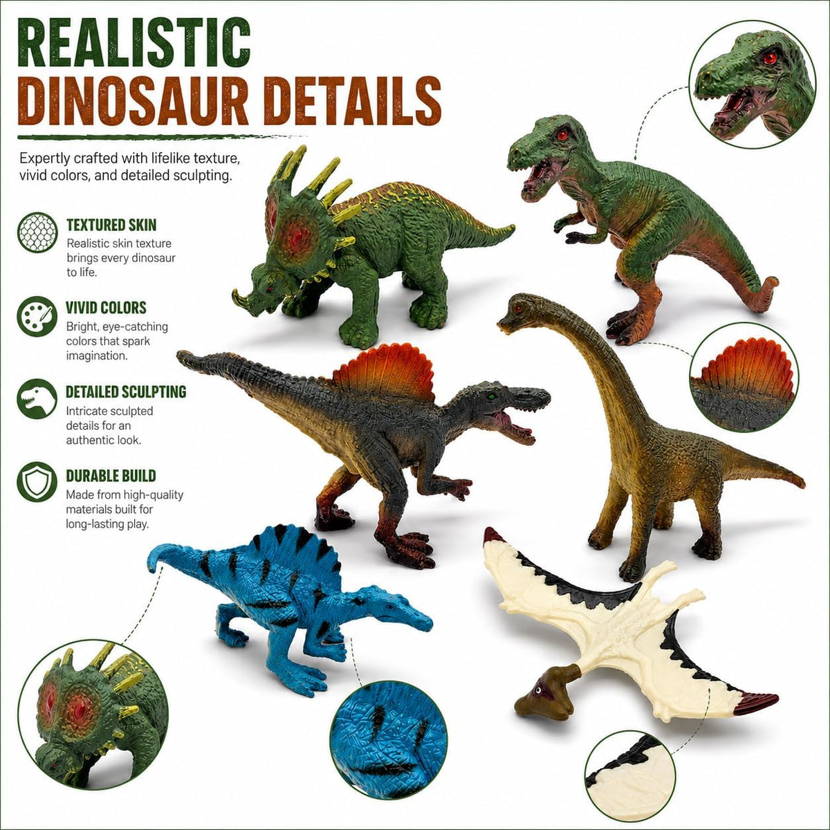 Juguetes de dinosaurio, paquete de 32 figuras realistas de dinosaurios con