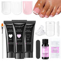 GlimightyX Kit de uñas de Polygel, blanco transparente, rosa con formas