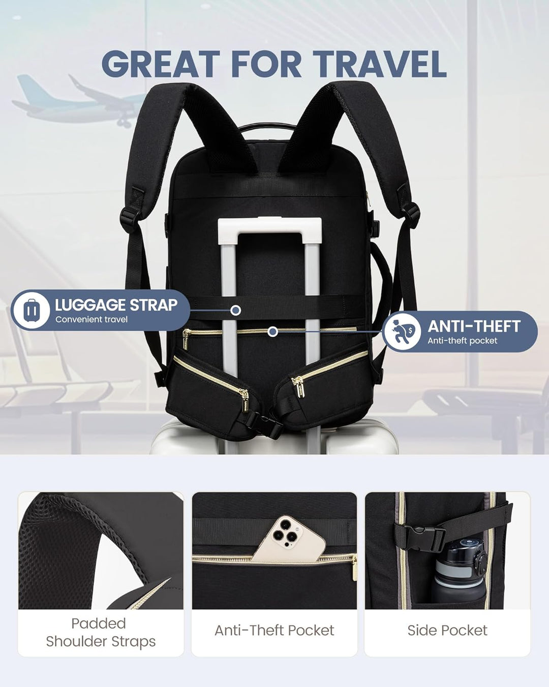 Mochila de viaje Lovevook, mochila de mano, mochila de artículos pe...