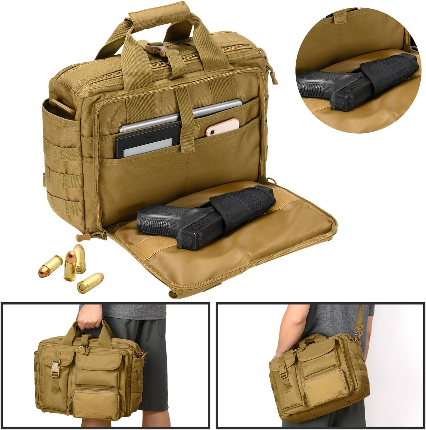 Stypos Bolsa de mensajero táctica, maletín de 14 pulgadas/15,6 pulg...