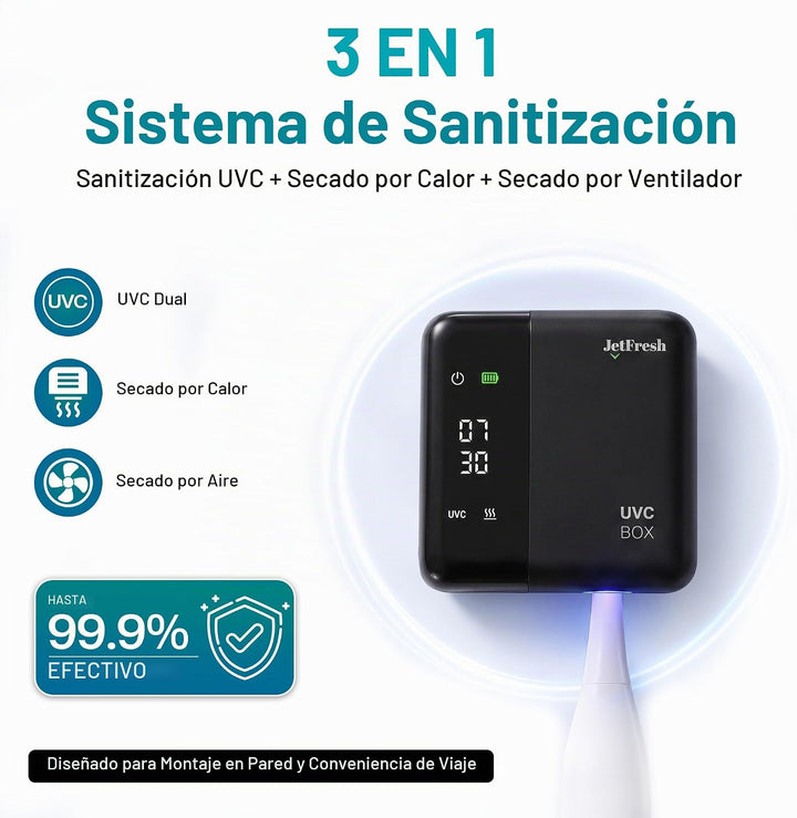 Soporte desinfectante para cepillos de dientes UV y limpiador con p...