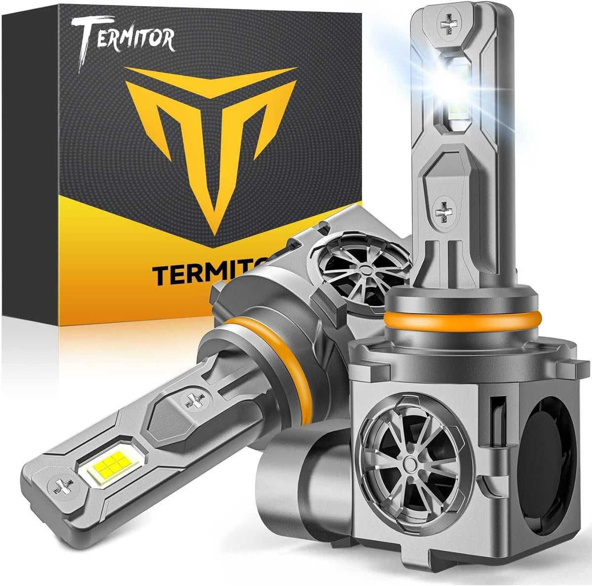 Termitor - Bombillas LED 9005/HB3 de última generación, 1000% 80000LM de alto rendimiento, tamaño halógeno 1:1, blanco frío 6500K, luz antiniebla impermeable IP68 con ventilador de refrigeración