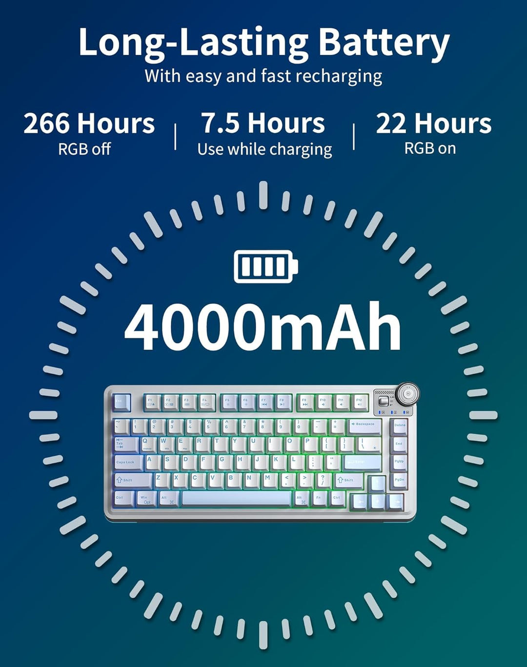 Aula AU75 75% Wireless Gaming Keyboard, Tri-Mode Hot-Swappable Mech...