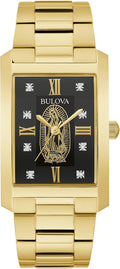 Bulova Nuestra Señora de Guadalupe Reloj de cuarzo de 3 manecillas de acero inoxidable dorado con diamantes
