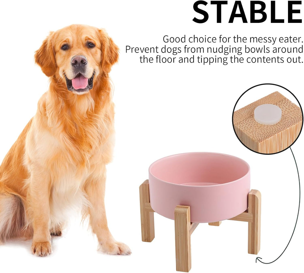 Tazón de cerámica elevado y elevado para perros de razas pequeñas y medianas, cuenco de agua con soporte, plato de alimentación de mascotas pesado antideslizante de 6 pulgadas, 3.6 tazas
