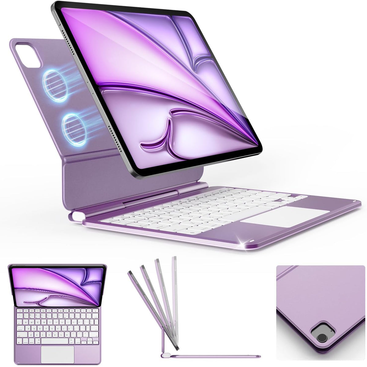 BOBOLEE Funda delgada de aluminio con teclado para iPad Air 11 / Pro de 11