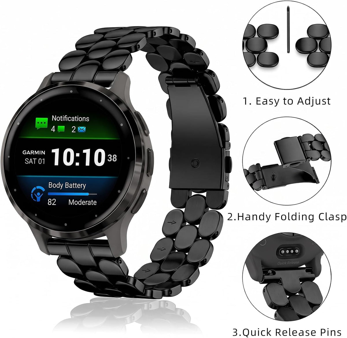 Correa de metal elegante para Garmin Venu 4 41mm, 18mm - Pulsera para Venu 3s