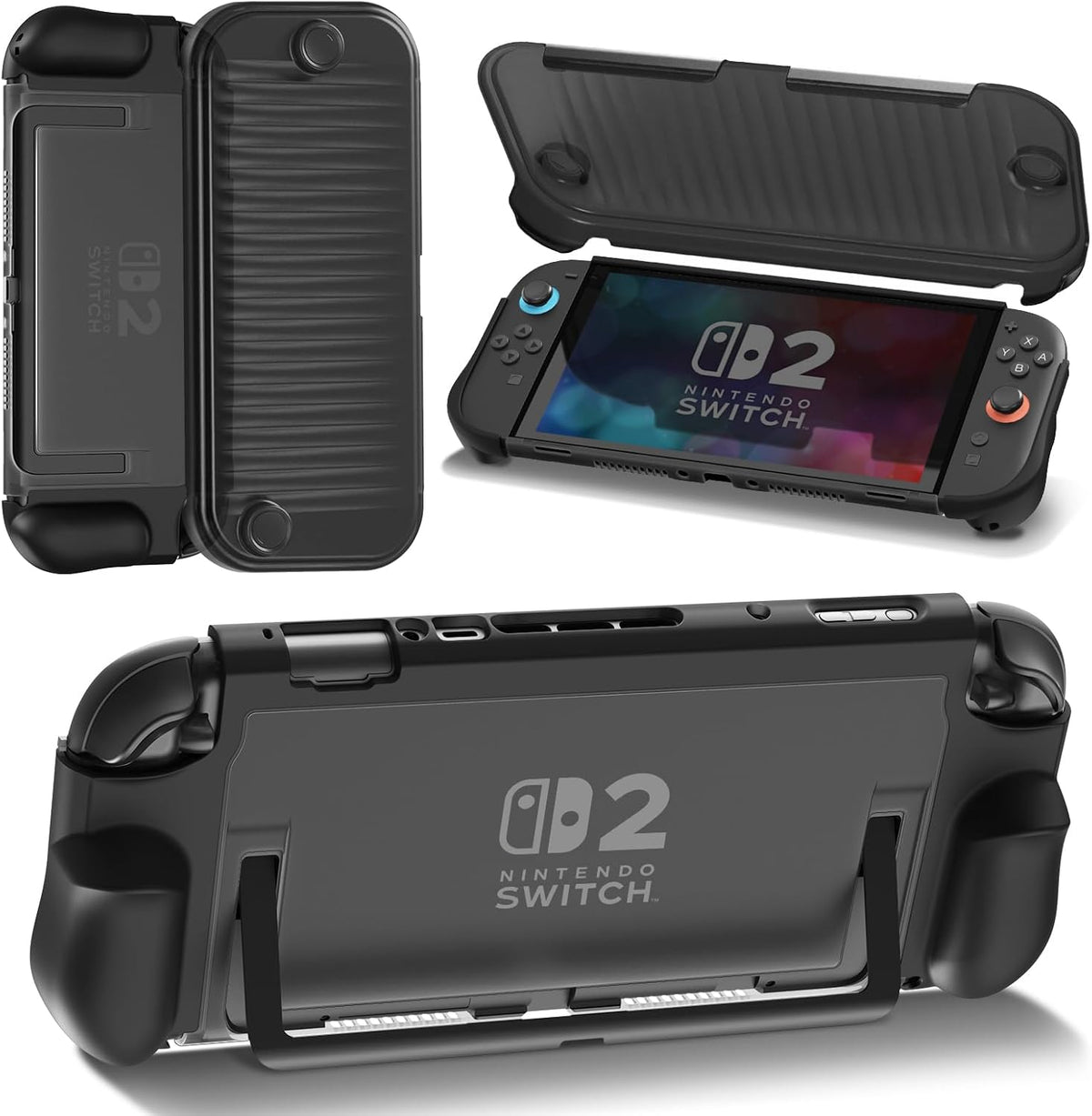 Switch 2 Case PC Front Cover Dockable TPU Ergonomic Grip