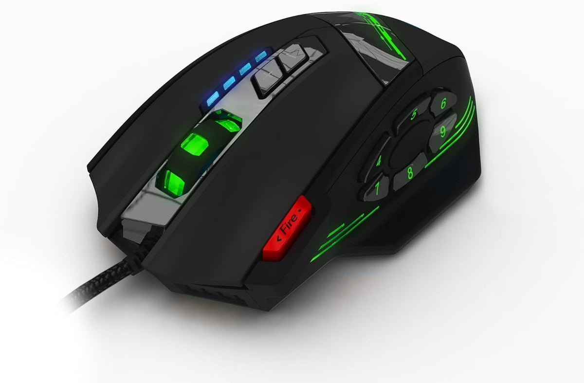Ratón para juegos C12 con 12 botones programables, ajuste de doble...