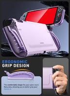 Mumba Funda Protectora Transparente con Anclaje para Nintendo Switch 2 2025, Cubierta Protectora con Dise0o de Liberaci f3n R e1pida de Joy-Con y agarre de TPU Compatible con Nintendo Switch 2 Console de 7.9 Pulgadas (Púrpura)