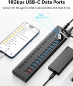 AGEEN, MKI-1200800C8, hub USB 3.2 de 16 puertos, alimentado