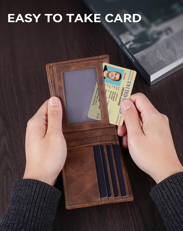 Swallowmall Billetera de cuero plegable para hombre con bloqueo RFI...