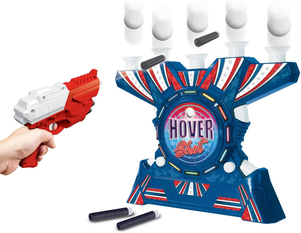 Ambassador Games: Retro Arcade - Disparo electrónico de hover - Juego de disparo de mesa con luz y sonido, lanzador, bolas flotantes de aire, adultos y niños a partir de 6 años