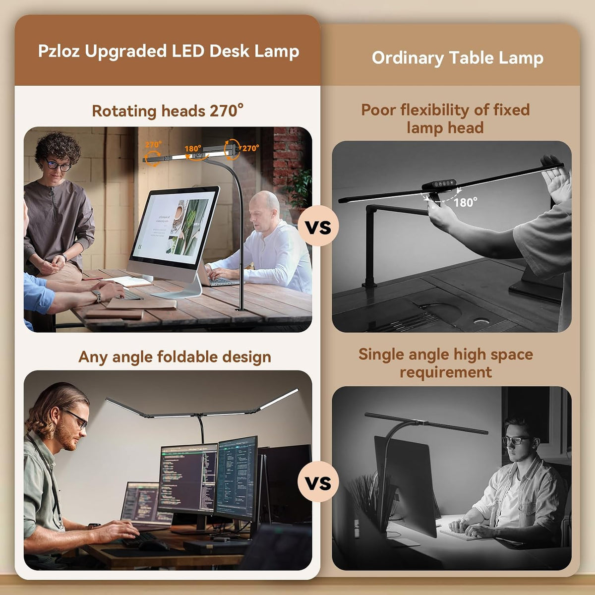 Lámpara Lámparas de escritorio LED para oficina en casa - Lámpara de arquitecto de cuidado de los ojos con abrazadera, monitor de computadora de doble cabezal Luz de escritorio de trabajo con control remoto: Lámpara de mesa de escritorio flexible