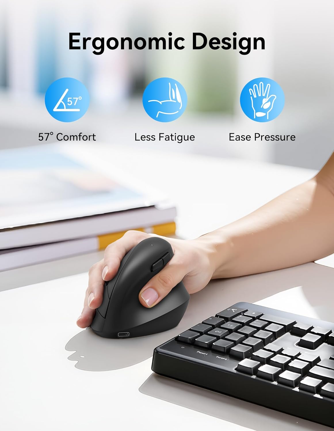 TECKNET Ratón ergonómico, mouse vertical inalámbrico Bluetooth (BT5...