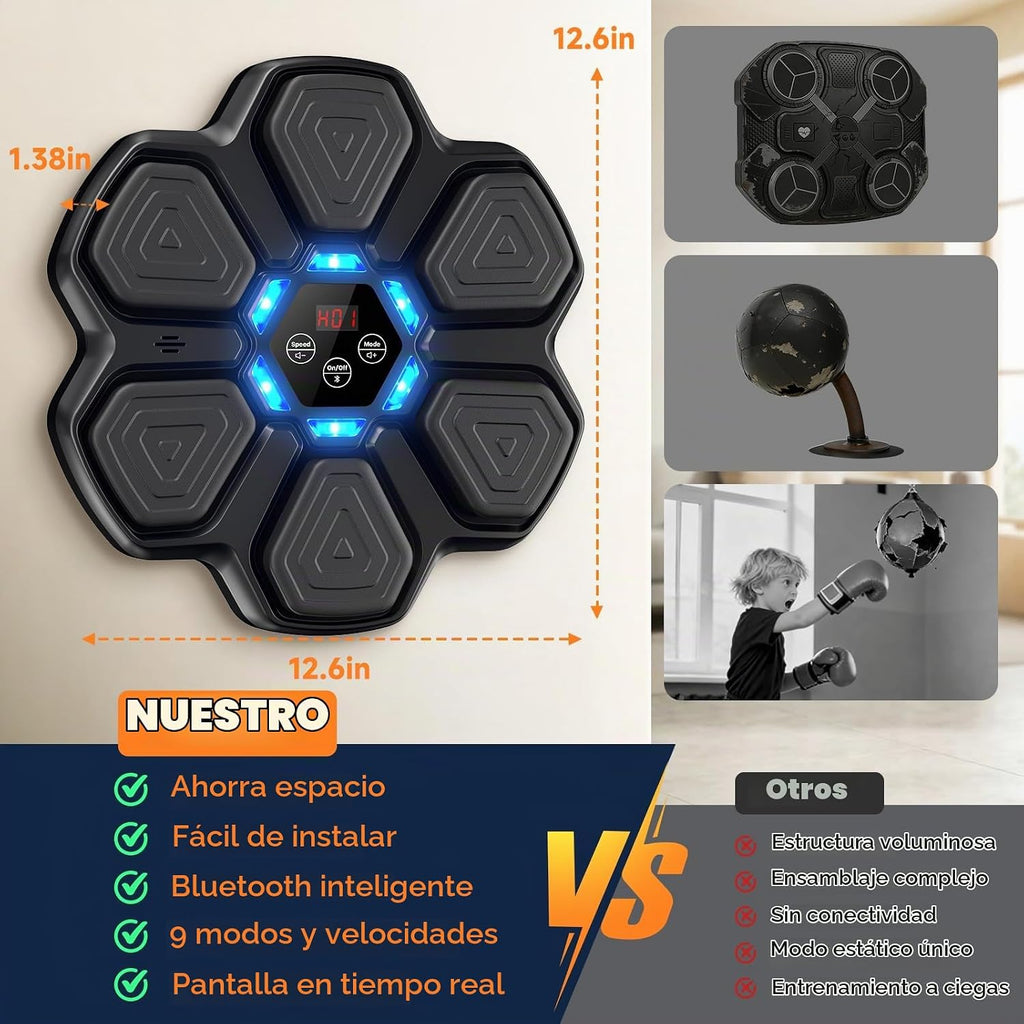 Máquina de boxeo musical para niños, entrenador de boxeo Bluetooth montado en la pared con guantes de boxeo, ideas de juguetes de boxeo para niños y niñas de 3, 4, 5, 6, 7, 8, 9, 10, 11, 12 años