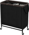 StorageWorks Cesta de lavandería de 3 secciones, carrito clasificador negro