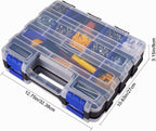 Caja de almacenamiento de piezas pequeñas, organizador de herramientas de doble cara, 34 compartimentos, organizadores de hardware con divisores de plástico extraíbles para tornillos, tuercas, clavos
