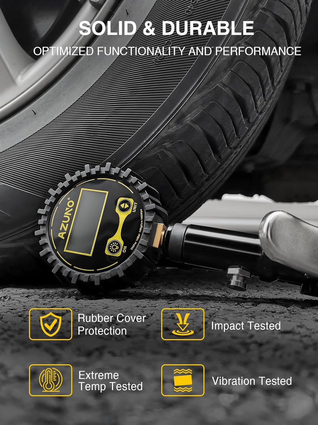AZUNO Inflador de neumáticos digital con manómetro, 200 PSI, acceso...