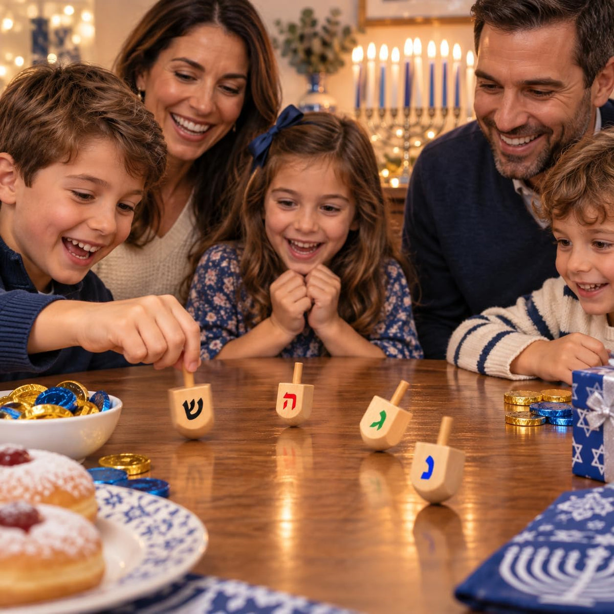 100 Dreidels Hanukkah Draydel de madera natural con transliteración en inglés y 10 tarjetas de instrucciones (idioma español no garantizado)