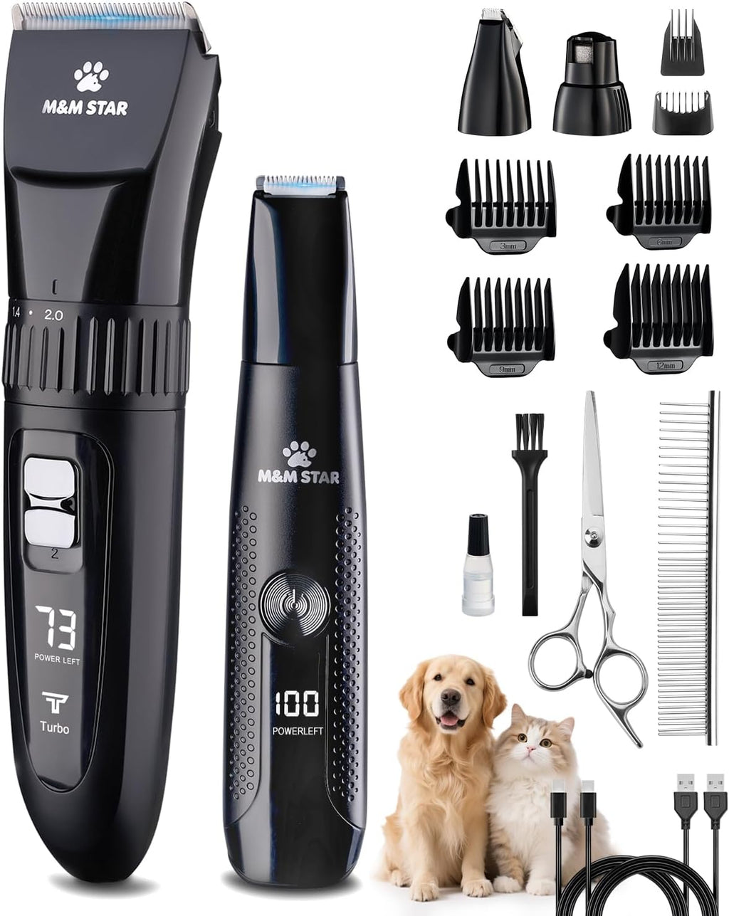 Kit de aseo para perros, cortapelos silenciosos con recortador de