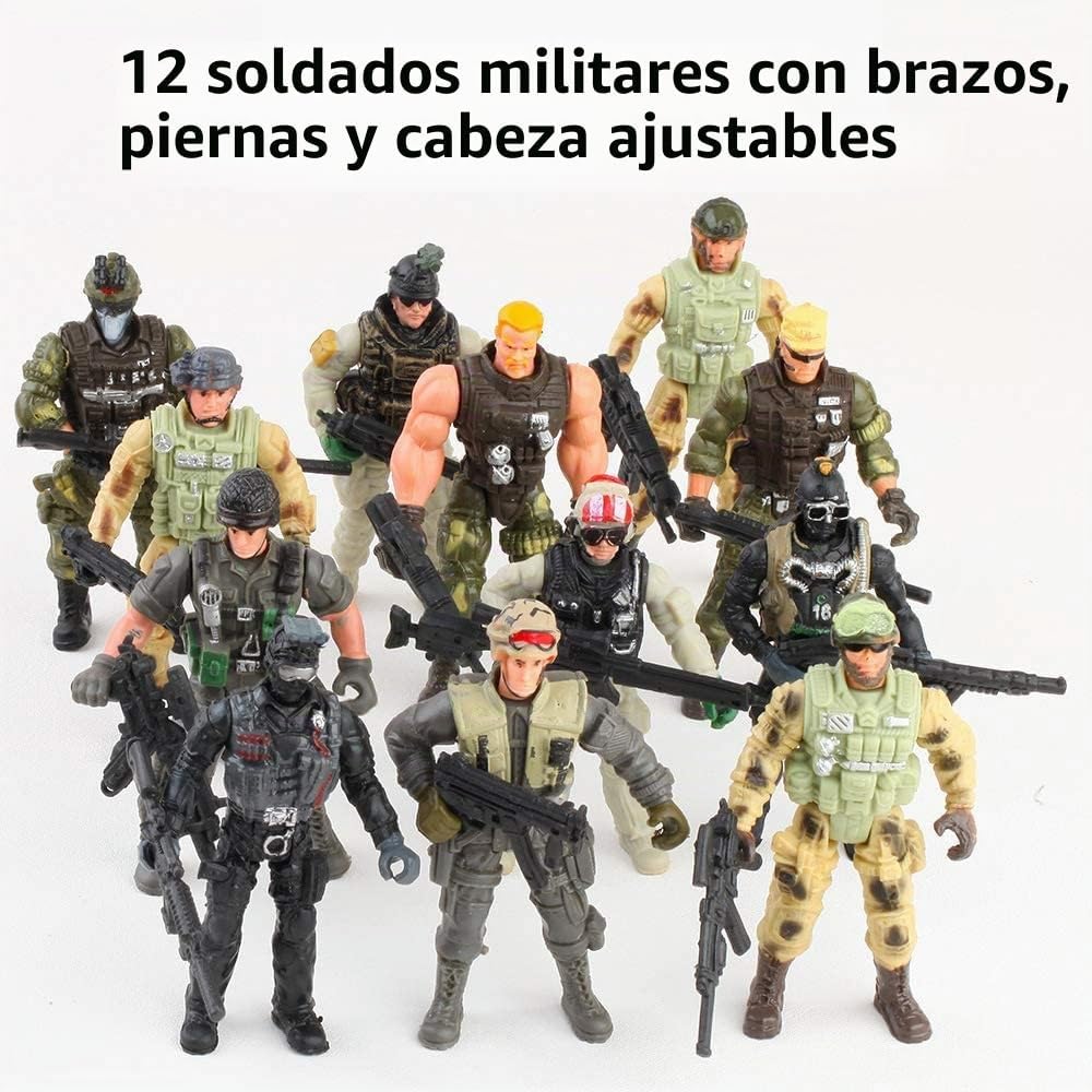 Figuras de acción de combate de las fuerzas especiales SWAT con armas militares y accesorios (12 unidades, 4 pulgadas)