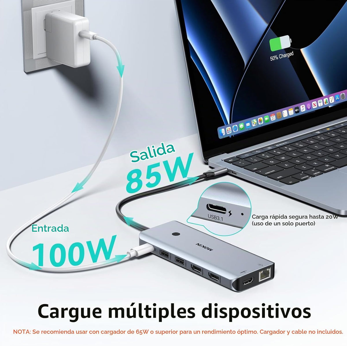 MOKiN Estación de acoplamiento USB C 3 monitores, 3 HDMI 4K@60Hz Hub de
