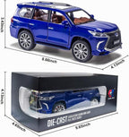 Modelo de auto fundido a presión escala 1/24 – Coche de juguete de aleación de zinc con retroceso con sonido y luz, vehículo de juguetes coleccionables para adultos y niños y niñas (azul)