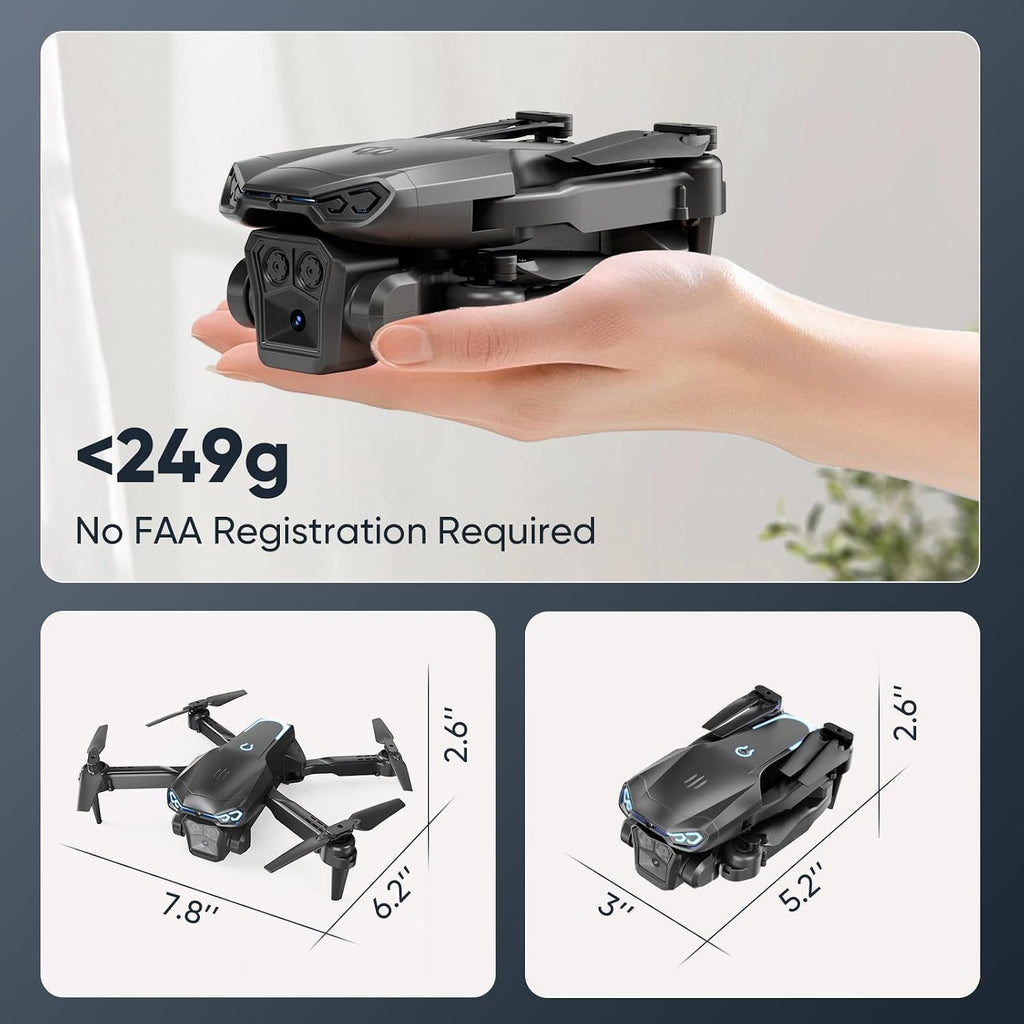 Dron plegable con cámara 1080P para principiantes y niños, FPV RC Quadcopter juguetes regalos para niños y niñas, inicio de una tecla, giros 3D, selfie de gestos, 3 modos de velocidad, 2 baterías