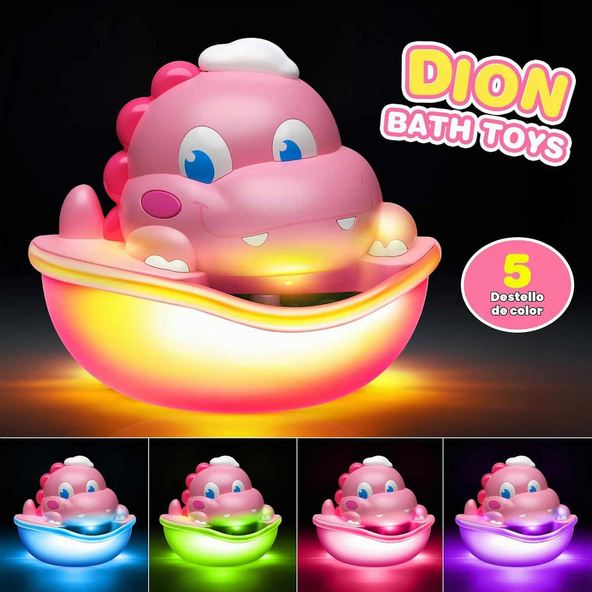 Baby Bath Toys Light Up Bath Bubble Machine con Colourful Light Bathtime Shower Bath Toys para Kids Ages 1-3 4-8 Birthday para Toddler Boys Girls
