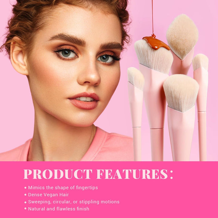 Jessup Juego de brochas de maquillaje rosa, 14 piezas, brochas de m...