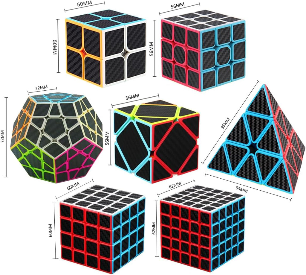 Juego de cubos de velocidad de 2 x 2, 3 x 3, 4 x 4, 5 x 5 pulgadas, megaminx, cubo piramidal