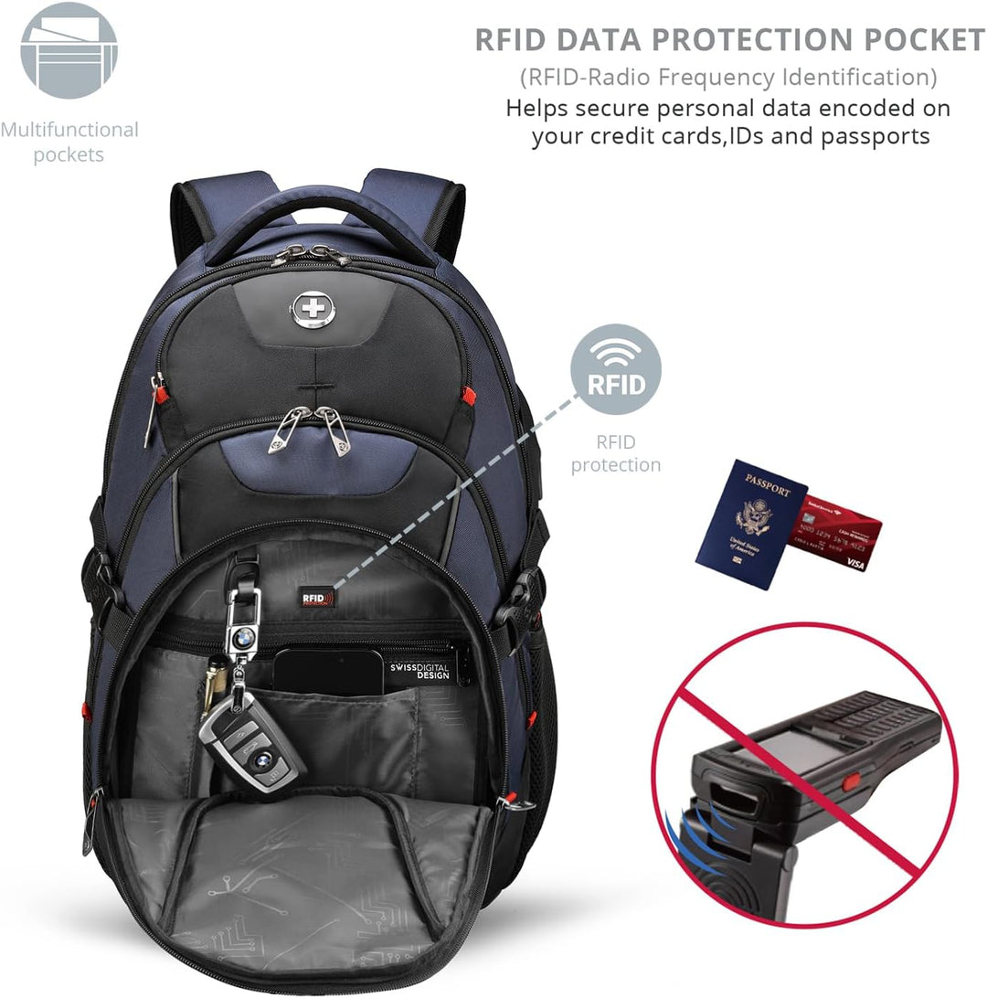 Swissdigital Mochila para portátil de viaje de negocios, para hombr...