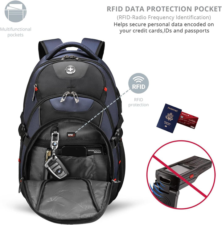 Swissdigital Mochila para portátil de viaje de negocios, para hombr...