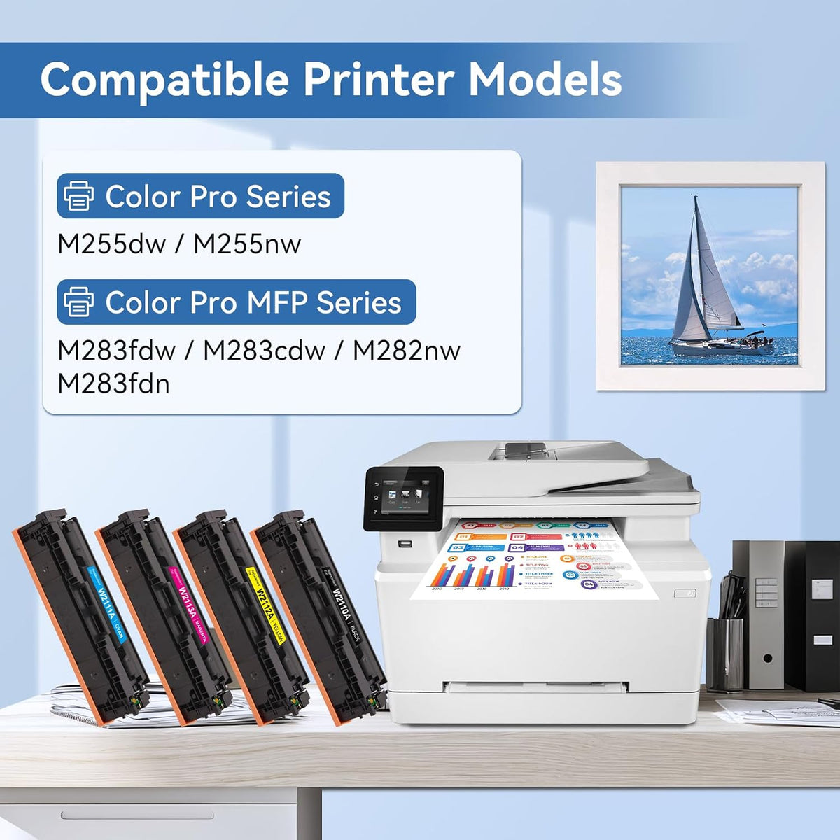 MYTONER Paquete de 4 cartuchos de tóner 206A de alto rendimiento para