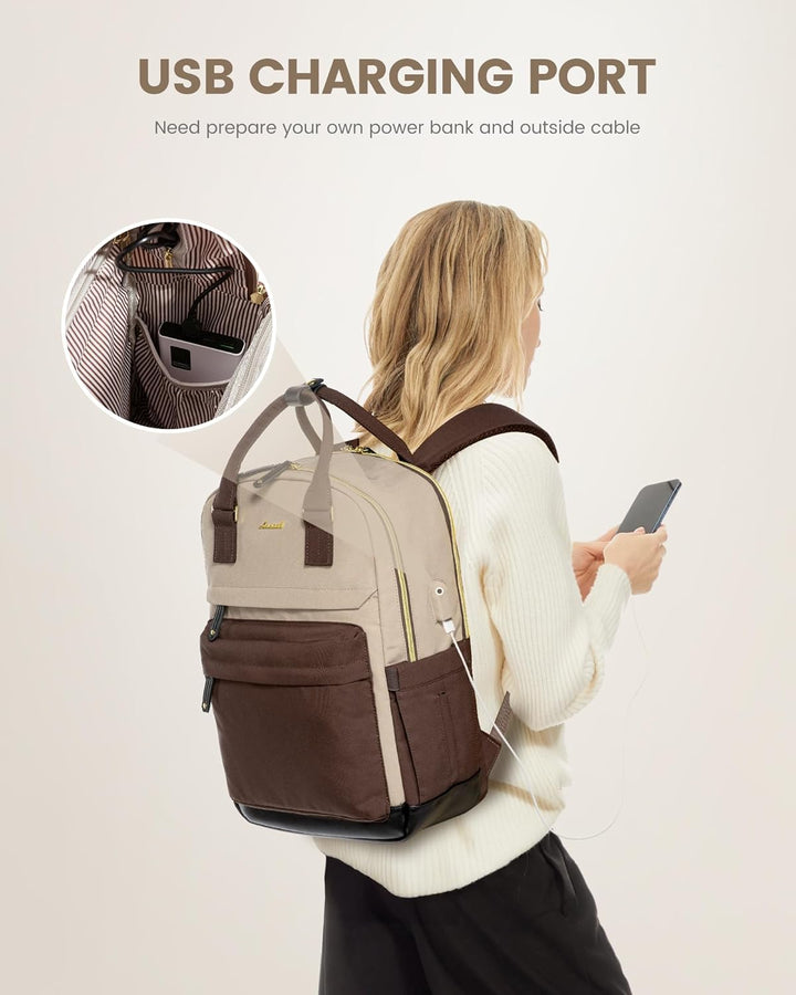 LOVEVOOK - Mochila de viaje para laptop de mujer, antirrobo, con pu...