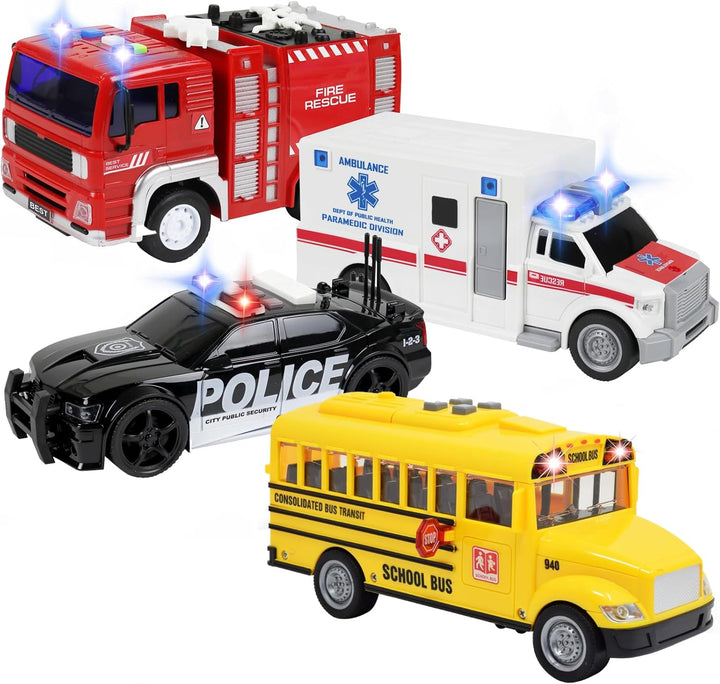 TeganPlay Paquete de 4 ambulancia camión de bomberos