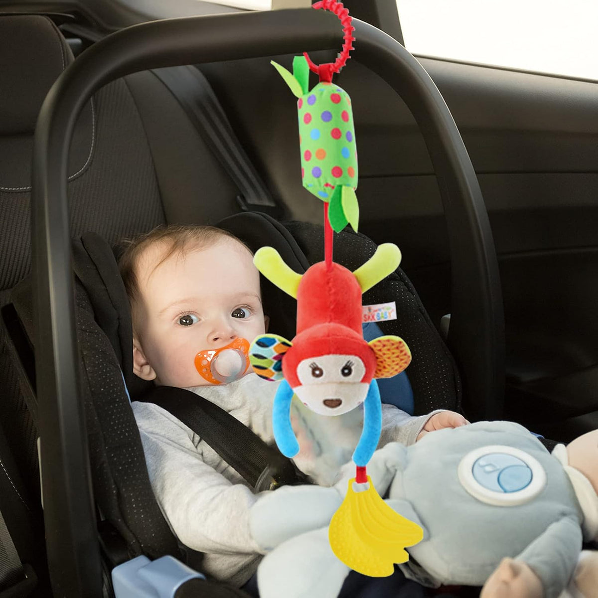 Sealive Juguetes Musicales Sensoriales para Cochecito de Bebé de 4 Piezas, Sonajeros Suaves Colgantes de Felpa para Actividades, Juguetes para Cuna y Asiento de Auto para Bebés Niño y Niña