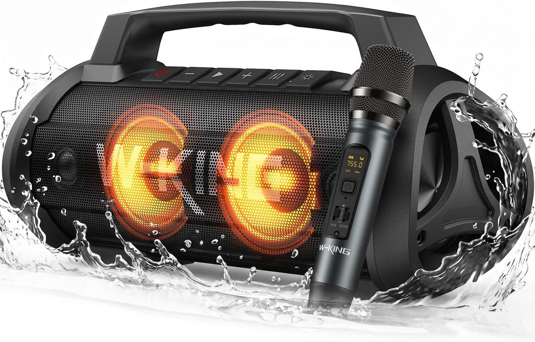W-KING Altavoz Bluetooth portátil con micrófono inalámbrico, 120 W...