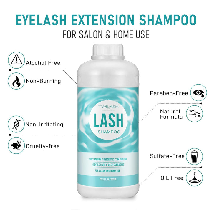 Champú de pestañas de 20.3 fl oz a granel, limpiador de pestañas pa...