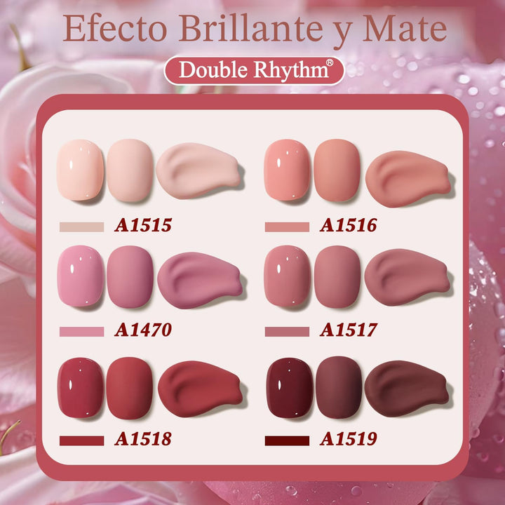 Double Rhythm Juego de 6 piezas de 15 ml de esmalte de uñas en gel,...