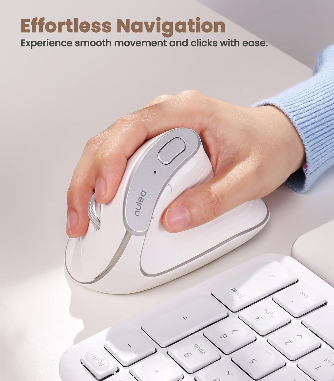 Nulea M510 - Mouse vertical inalámbrico, ergonómico para un seguimi...