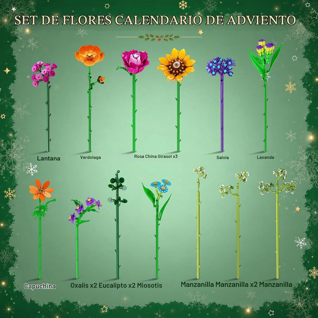 HOGOKIDS Calendario de Adviento de Navidad, ramo de flores silvestres