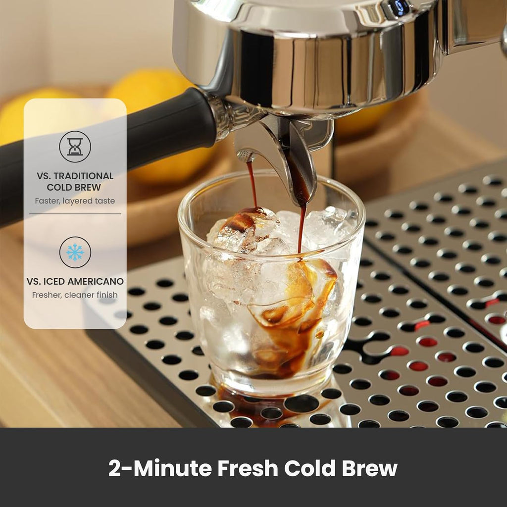 Gemilai G3006A Máquina de café expreso, máquina de café expreso de extracción en frío y caliente para el hogar, control y pantalla PID dual, bomba de 15 bares, programa de preparación ajustable