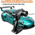 Auto de deriva a control remoto a escala 1:24 con luces LED, neumáticos de deriva y dos baterías, juguete deportivo de carreras, regalo ideal para adultos, niños, niñas y niños (azul lago)