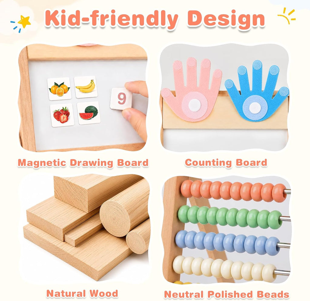 Joyreal Ábaco de madera para niños Matemáticas 3-5 4 5-7, pizarra blanca de