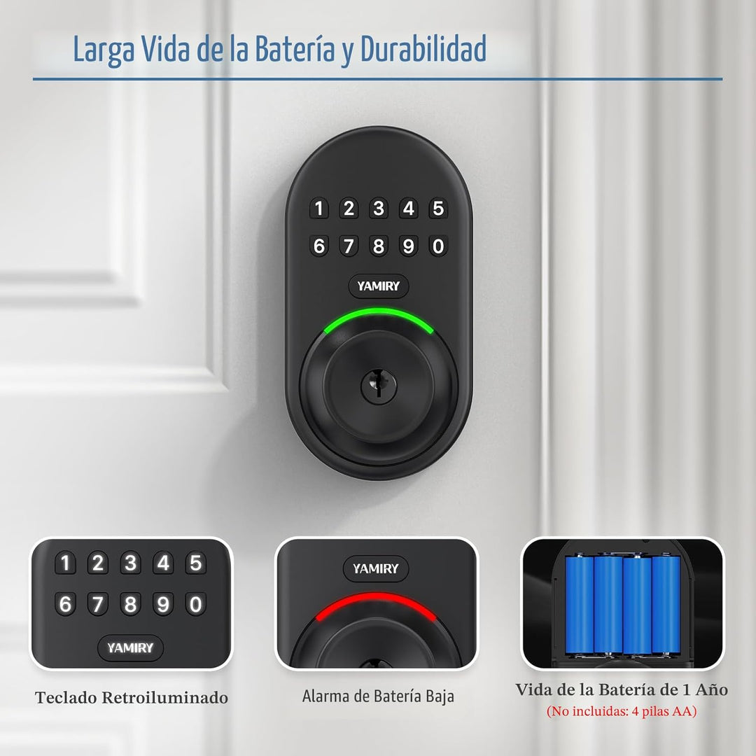 Yamiry - Cerradura inteligente con teclado, cerradura digital de en...
